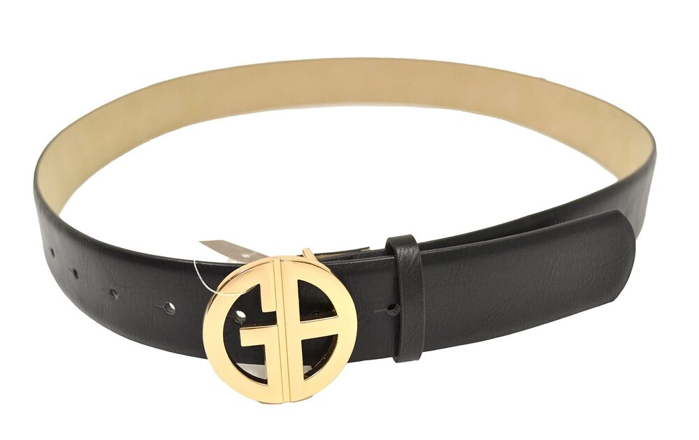 Giani Bernini Womens Signature-Buckle Panel Belt Black Medium 34"" w1-1/2"